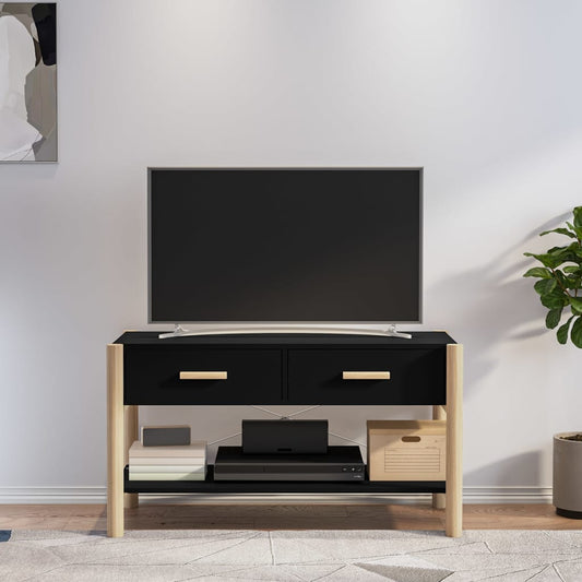 Meuble TV noir 82x38x45 cm en matériau à base de bois