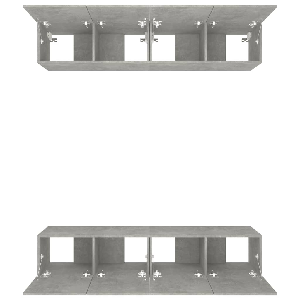 Meubles TV, 4 pièces, gris béton, 80 x 30 x 30 cm, matériau à base de bois