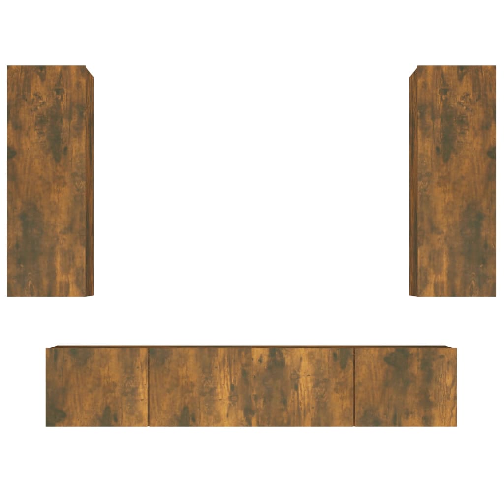 Ensemble de meubles TV 4 pièces en bois de chêne fumé