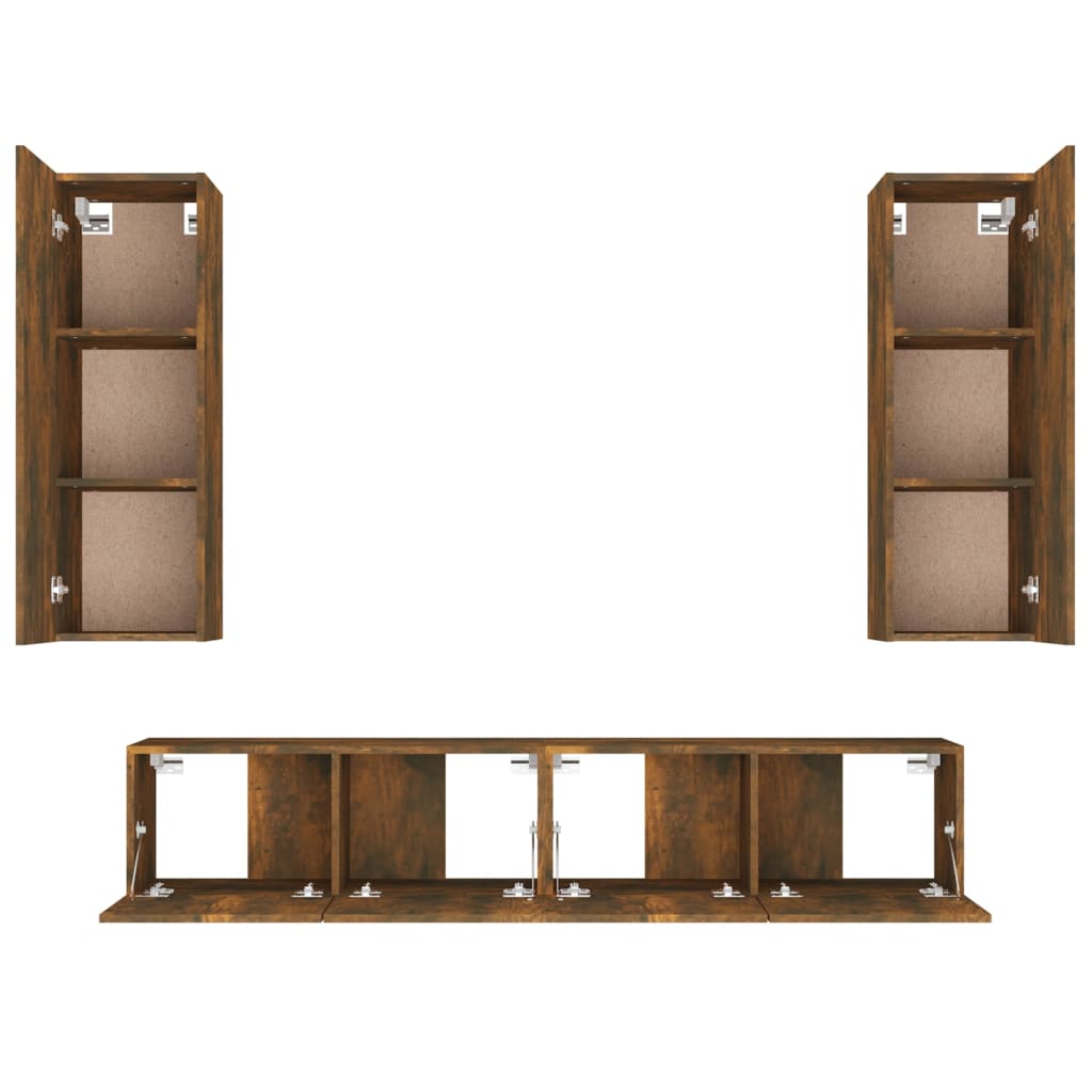 Ensemble de meubles TV 4 pièces en bois de chêne fumé