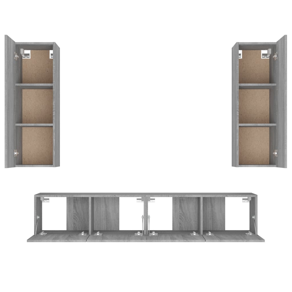 4-tlg. TV-Schrank-Set Grau Sonoma Holzwerkstoff
