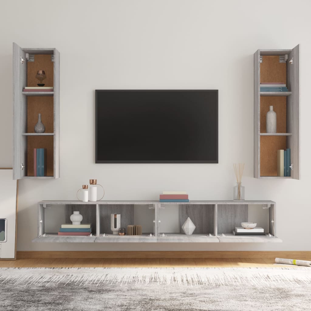 Ensemble de meubles TV 4 pièces, en bois de Sonoma gris