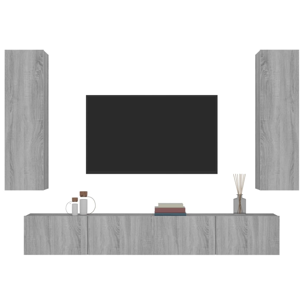 Ensemble de meubles TV 4 pièces, en bois de Sonoma gris