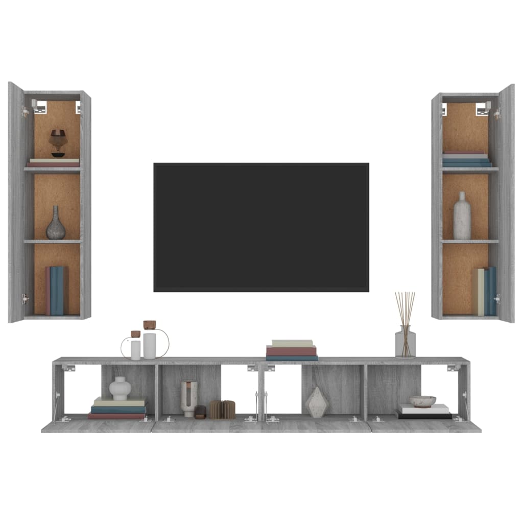 Ensemble de meubles TV 4 pièces, en bois de Sonoma gris
