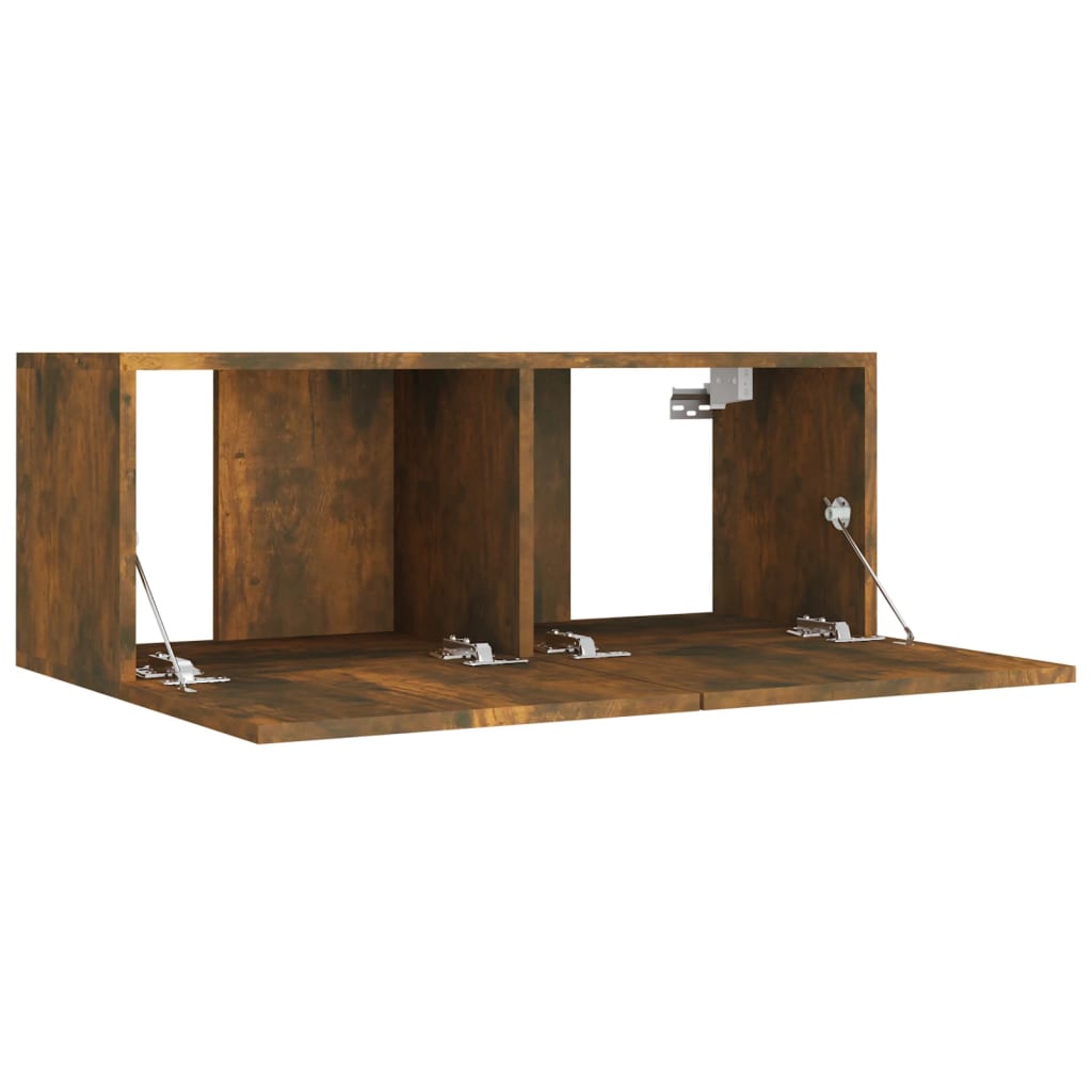 8-piece TV cabinet set smoked oak wood material