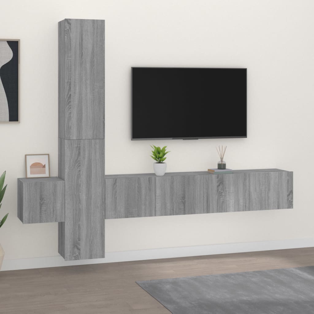 5-tlg. TV-Schrank-Set Grau Sonoma Holzwerkstoff
