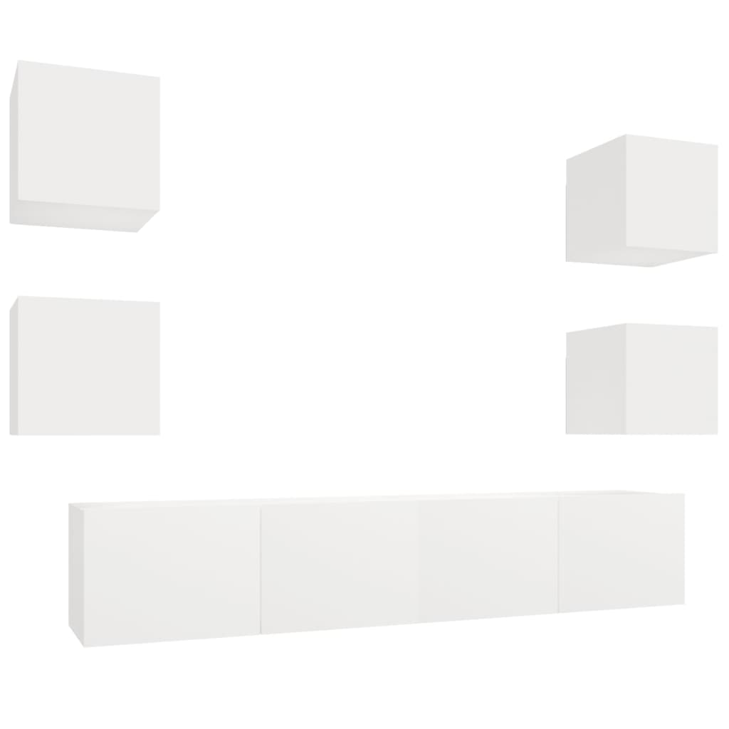 Ensemble de meubles TV 6 pièces en bois blanc