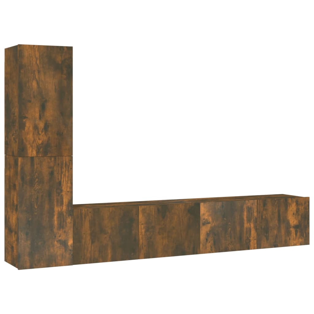 Ensemble de meubles TV 4 pièces en bois de chêne fumé