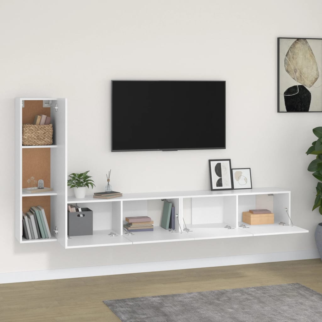 Ensemble de meubles TV 3 pièces en bois blanc