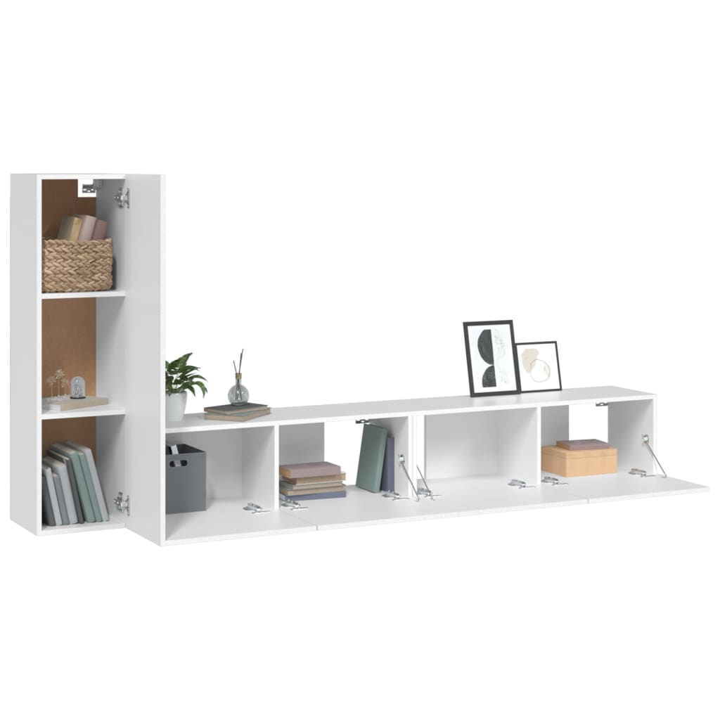 Ensemble de meubles TV 3 pièces en bois blanc