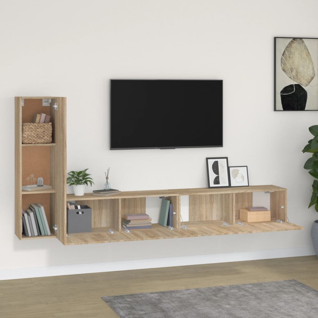 Ensemble de meubles TV 3 pièces en bois de chêne Sonoma