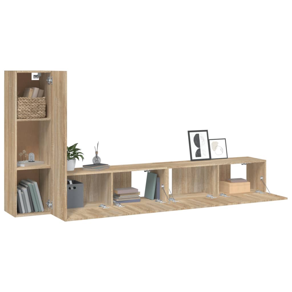 Ensemble de meubles TV 3 pièces en bois de chêne Sonoma
