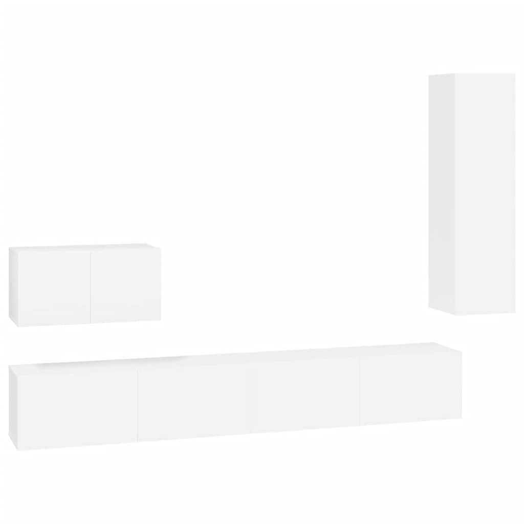 Ensemble de meubles TV 4 pièces en bois blanc