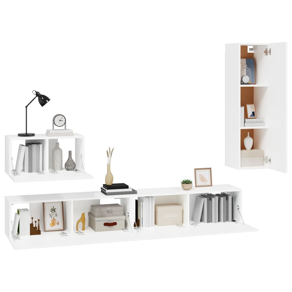 Ensemble de meubles TV 4 pièces en bois blanc