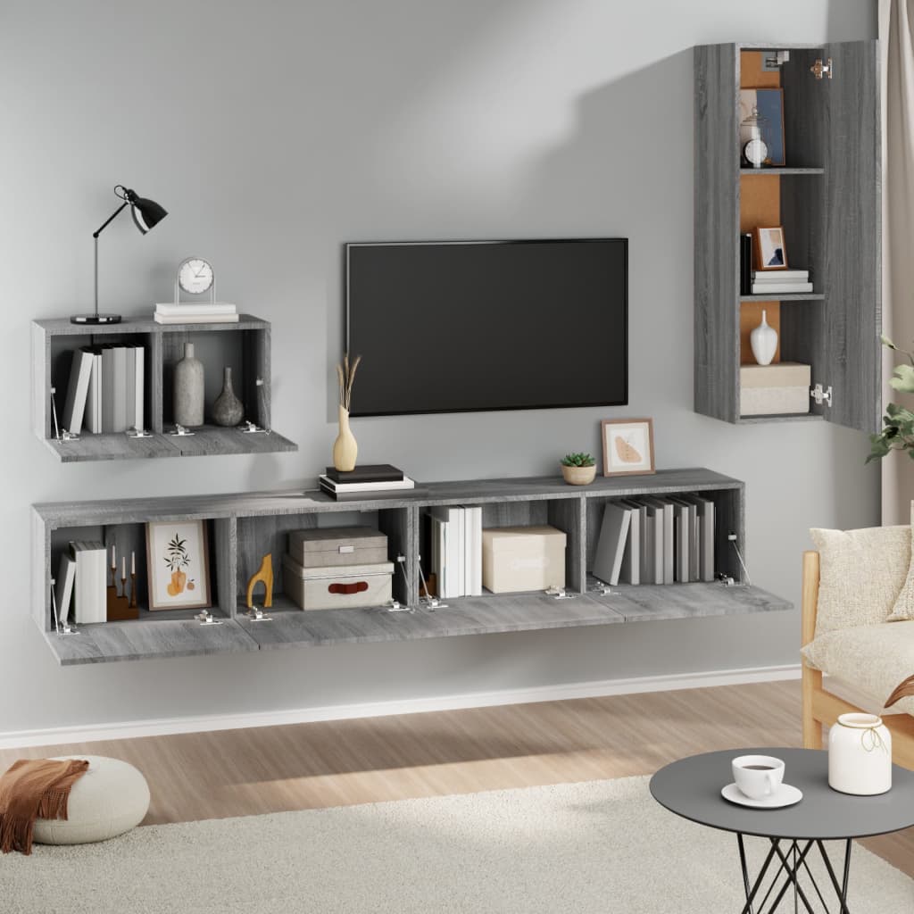 Ensemble de meubles TV 4 pièces, en bois de Sonoma gris