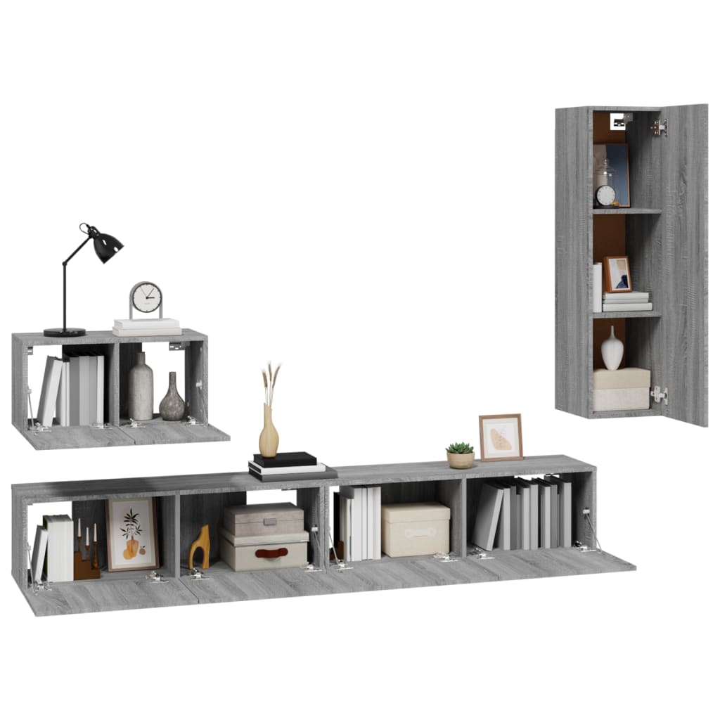 Ensemble de meubles TV 4 pièces, en bois de Sonoma gris