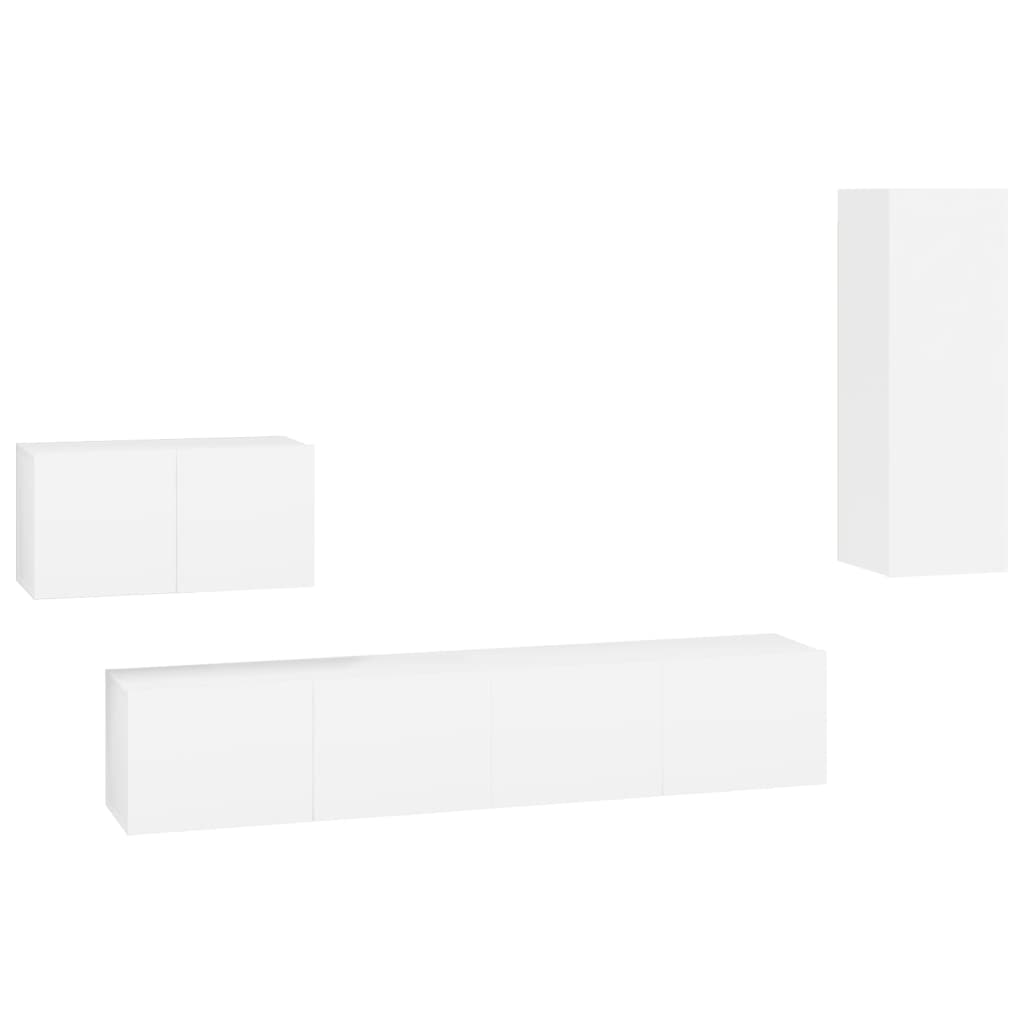 Ensemble de meubles TV 4 pièces en bois blanc