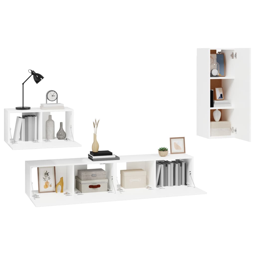 Ensemble de meubles TV 4 pièces en bois blanc