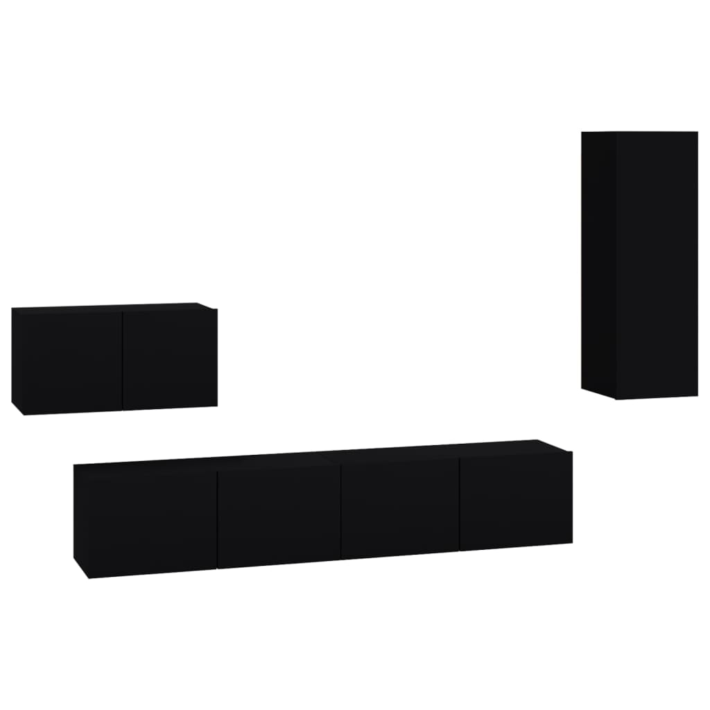 Ensemble de meubles TV 4 pièces en bois noir