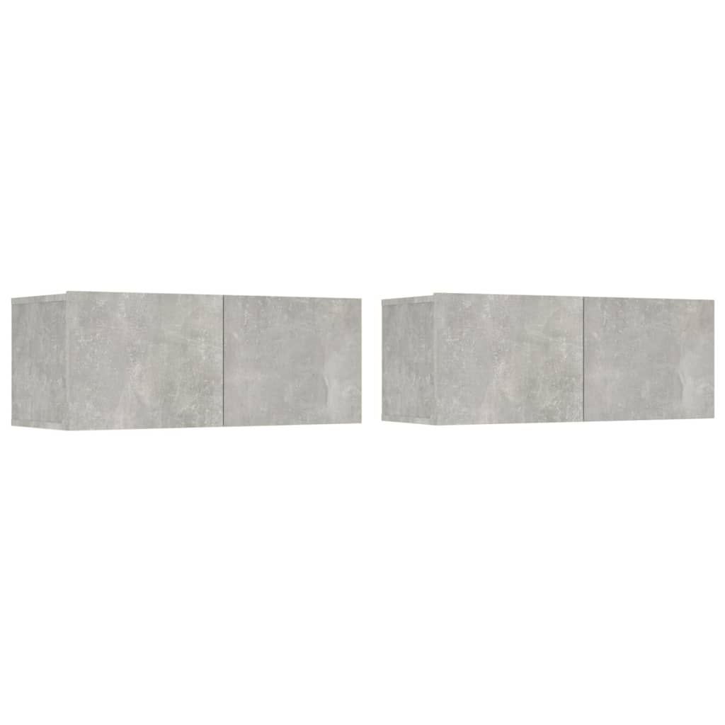 Ensemble de meubles TV 4 pièces en béton gris à base de bois