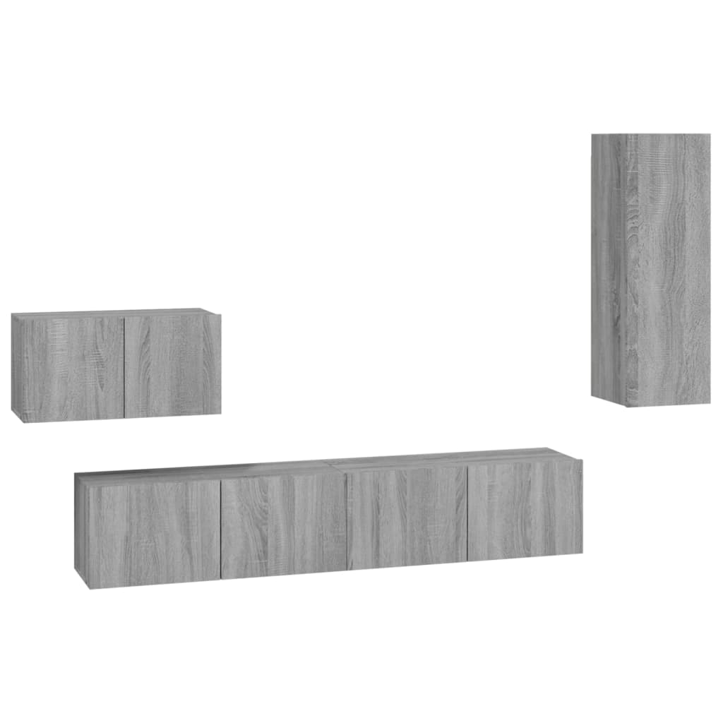 Ensemble de meubles TV 4 pièces, en bois de Sonoma gris