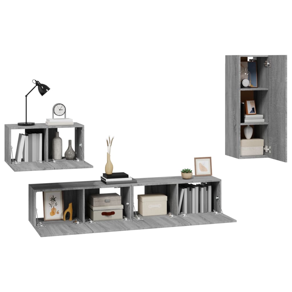 Ensemble de meubles TV 4 pièces, en bois de Sonoma gris