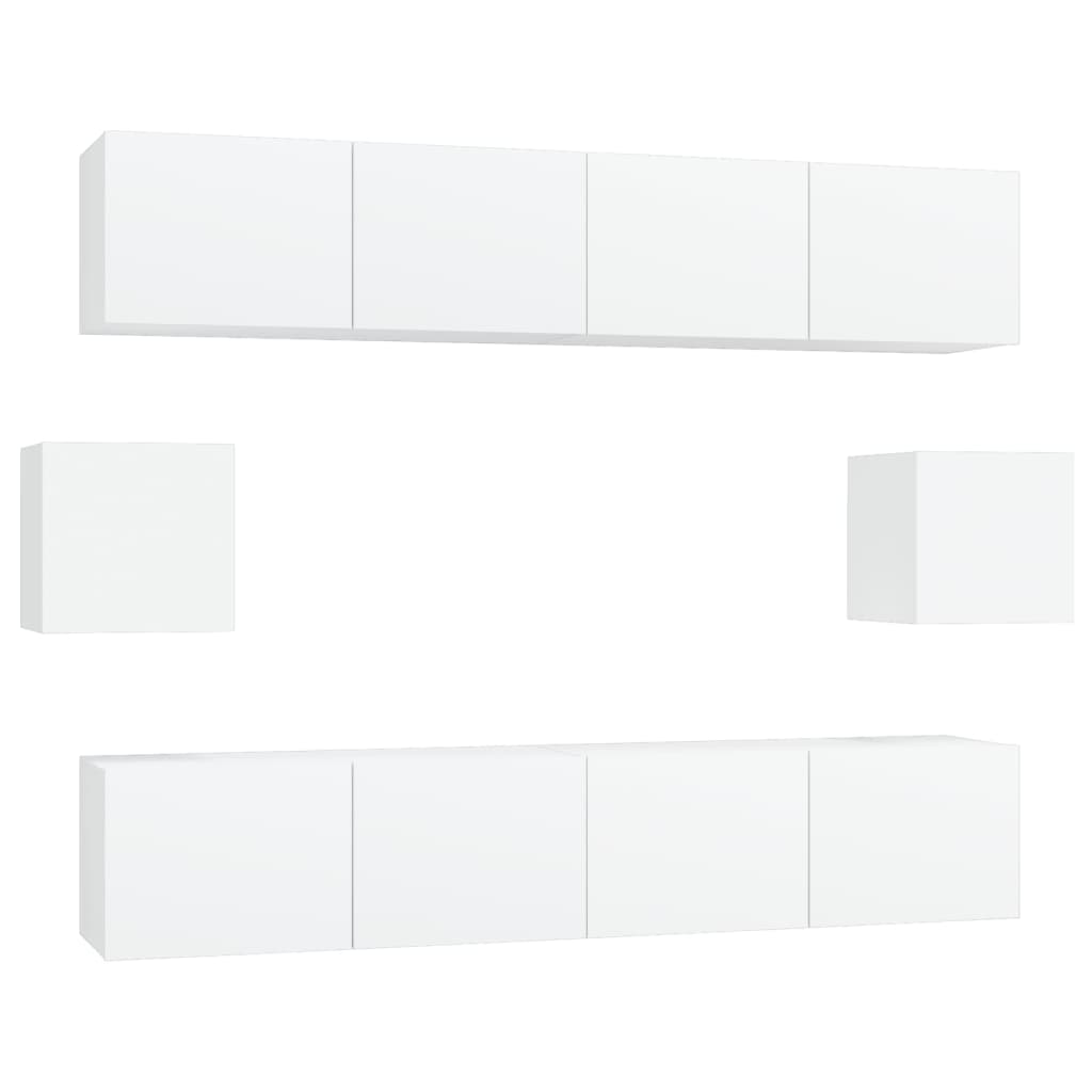Ensemble de meubles TV 6 pièces en bois blanc