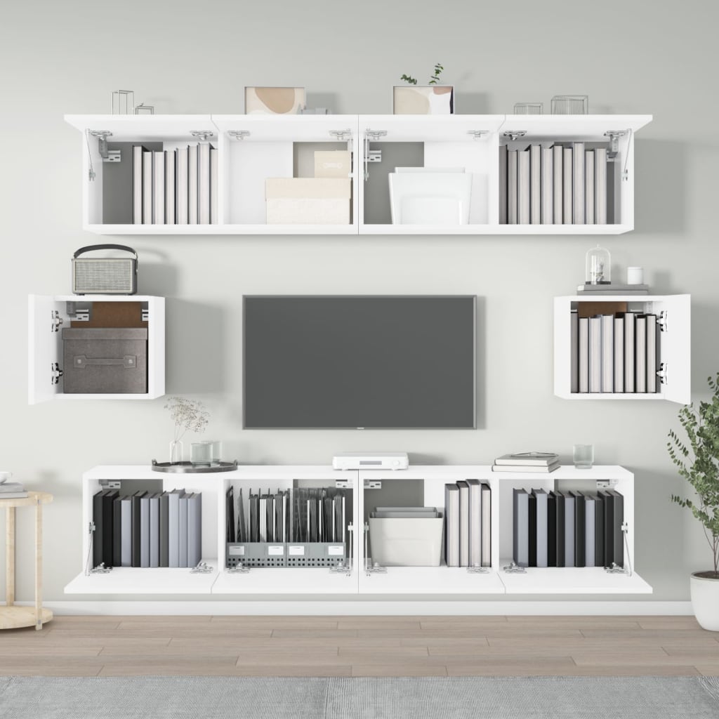 Ensemble de meubles TV 6 pièces en bois blanc