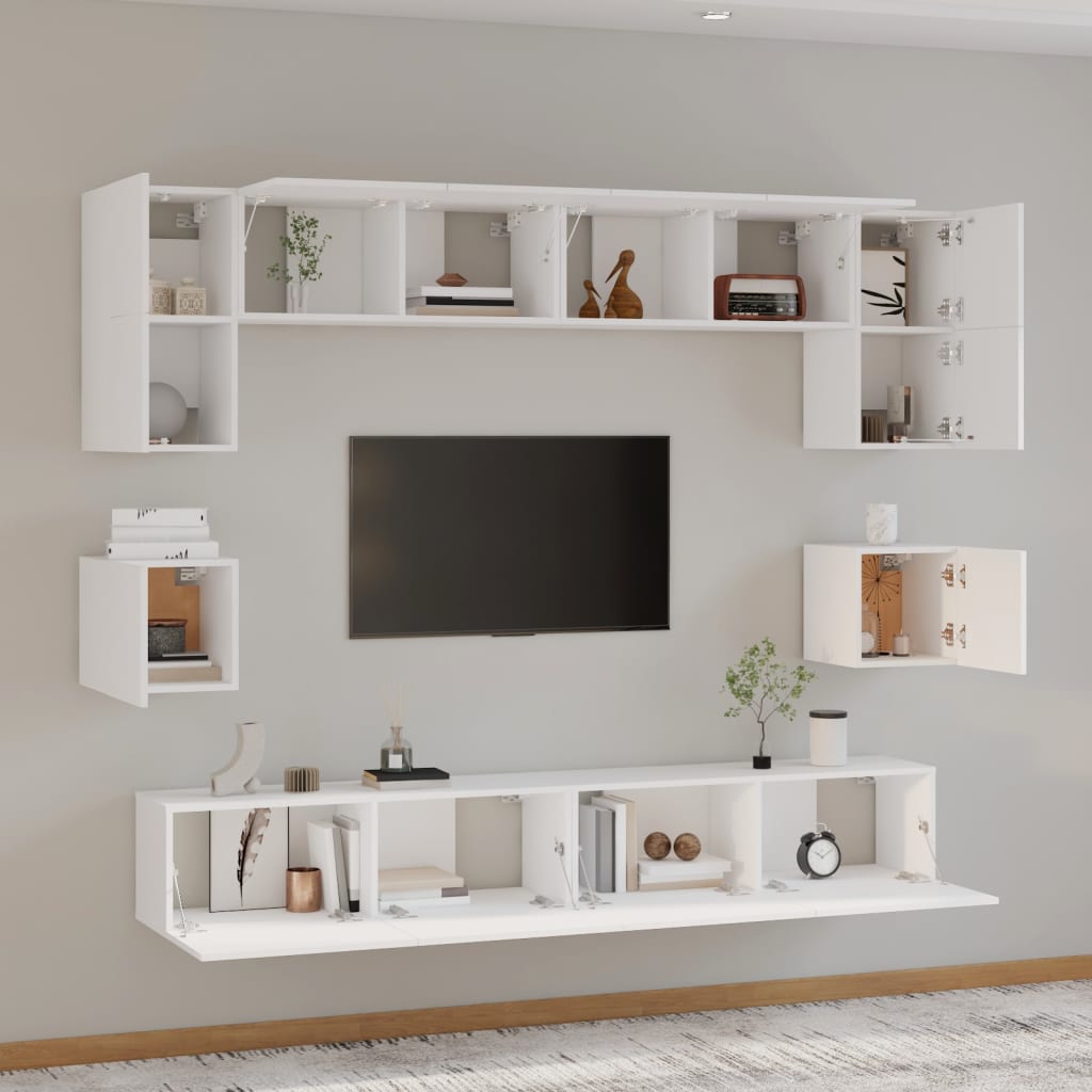 8-tlg. TV-Schrank-Set Weiß Holzwerkstoff