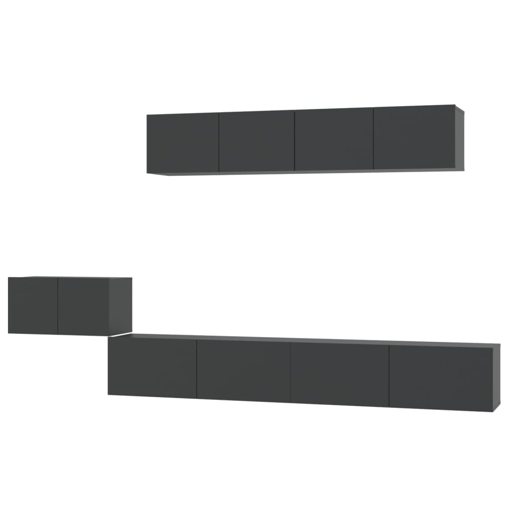 Ensemble de meubles TV 5 pièces, matériau à base de bois noir