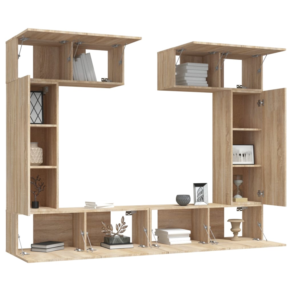 Ensemble de meubles TV 6 pièces en bois de chêne Sonoma