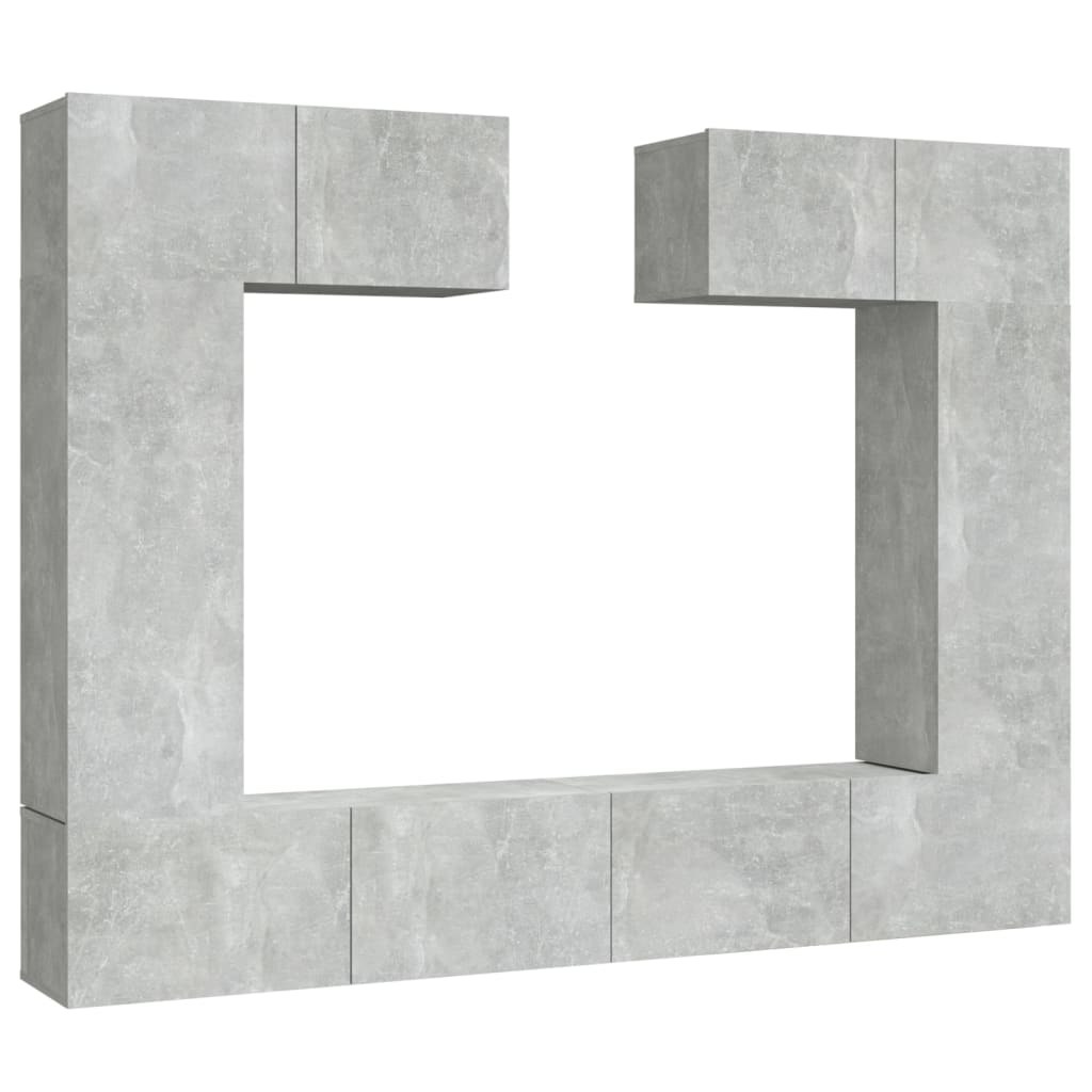 Ensemble de meubles TV 6 pièces en béton gris à base de bois