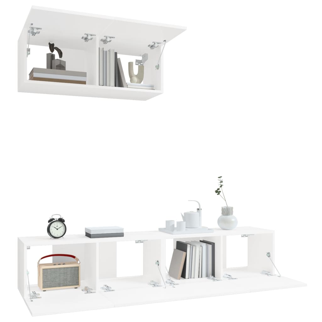 Ensemble de meubles TV 3 pièces en bois blanc