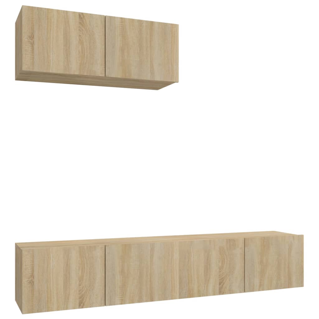 Ensemble de meubles TV 3 pièces en bois de chêne Sonoma