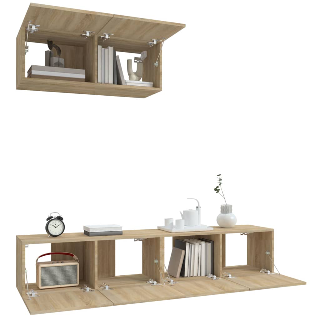 Ensemble de meubles TV 3 pièces en bois de chêne Sonoma