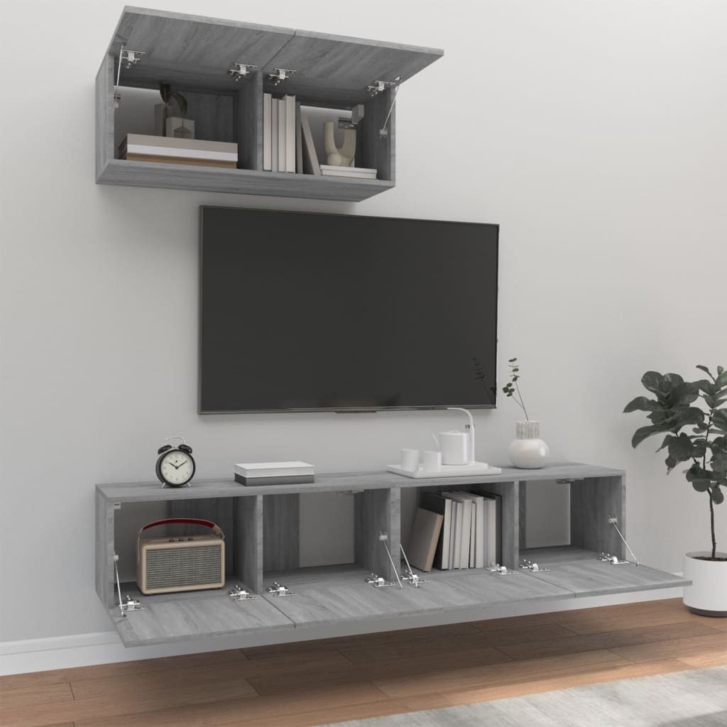 Ensemble de meubles TV 3 pièces, en bois de Sonoma gris