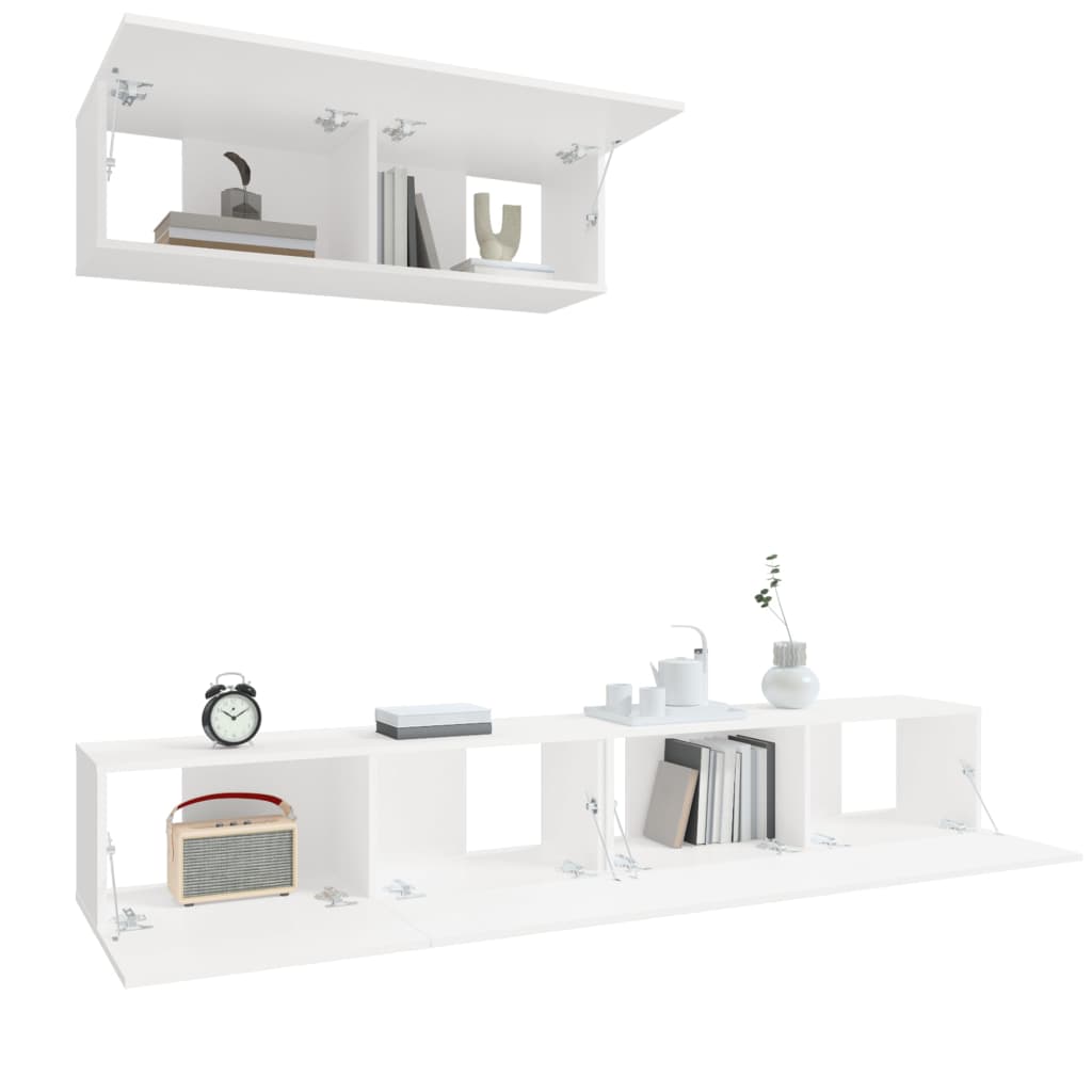 Ensemble de meubles TV 3 pièces en bois blanc