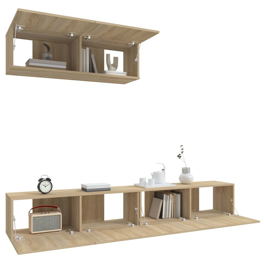 Ensemble de meubles TV 3 pièces en bois de chêne Sonoma