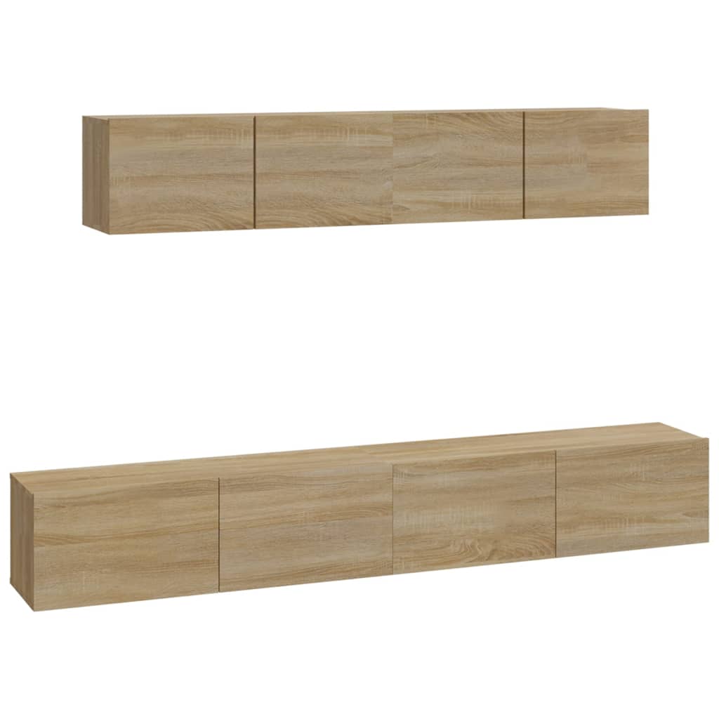 Ensemble de meubles TV 4 pièces en bois de chêne Sonoma