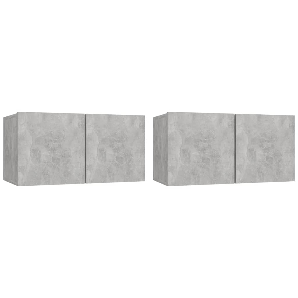 Ensemble de meubles TV 4 pièces en béton gris à base de bois