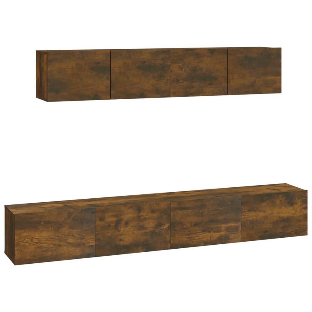 Ensemble de meubles TV 4 pièces en bois de chêne fumé