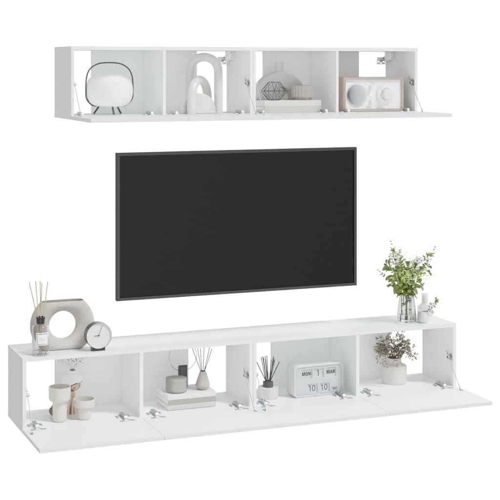 Ensemble de meubles TV 4 pièces en bois blanc