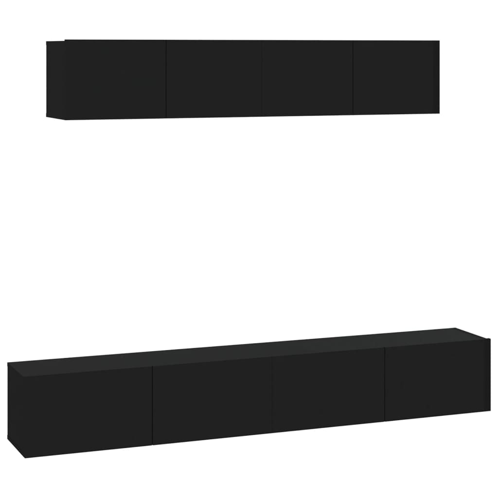 Ensemble de meubles TV 4 pièces en bois noir