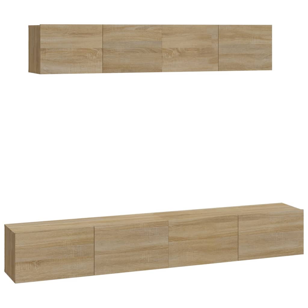Ensemble de meubles TV 4 pièces en bois de chêne Sonoma