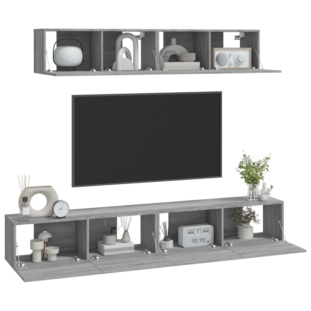 Ensemble de meubles TV 4 pièces, en bois de Sonoma gris