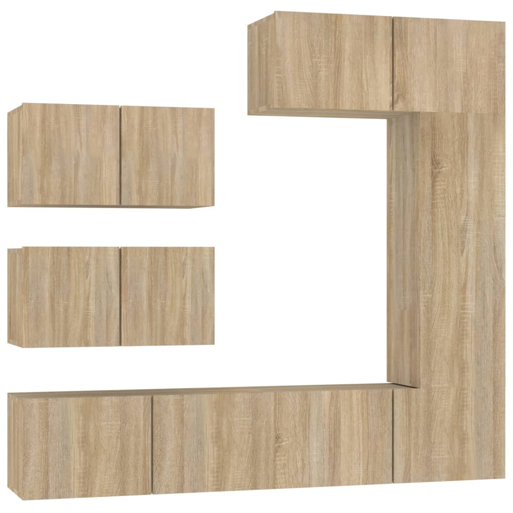 Ensemble de meubles TV 6 pièces en bois de chêne Sonoma