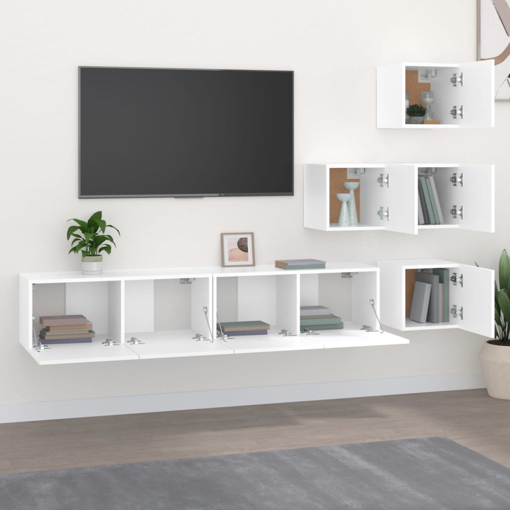 Meuble TV mural en bois blanc