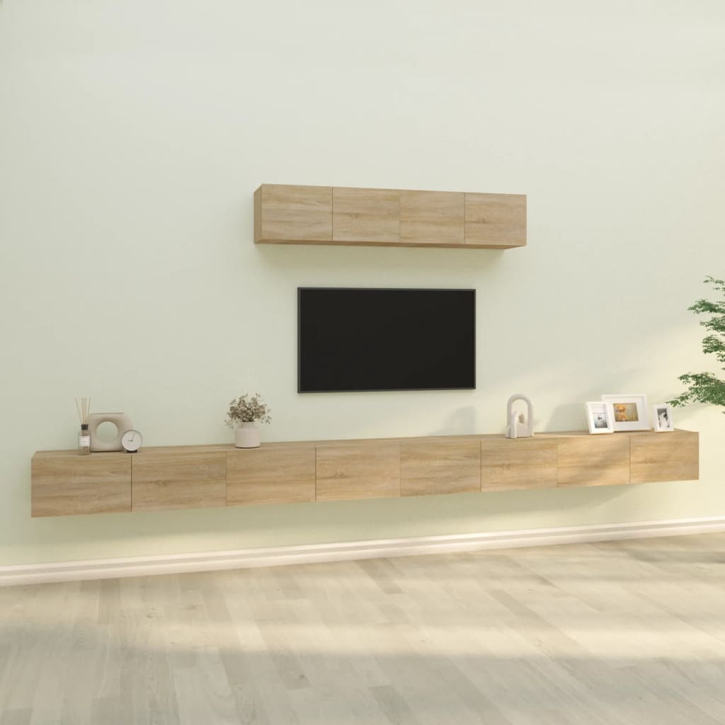Ensemble de meubles TV 6 pièces en bois de chêne Sonoma