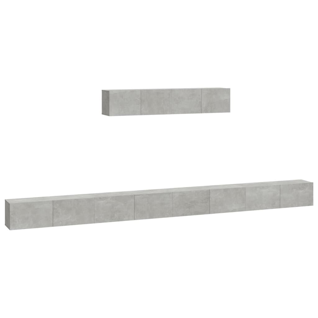 Ensemble de meubles TV 6 pièces en béton gris à base de bois
