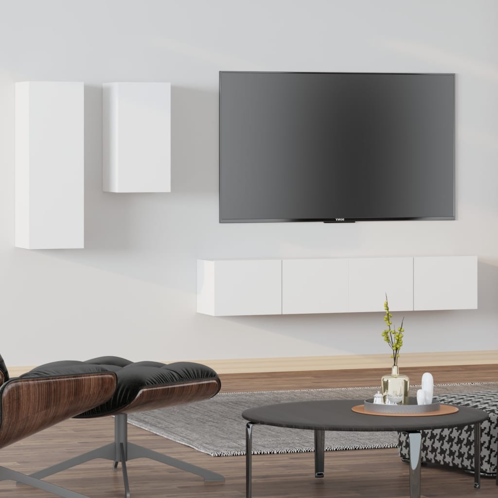Ensemble de meubles TV 4 pièces en bois blanc